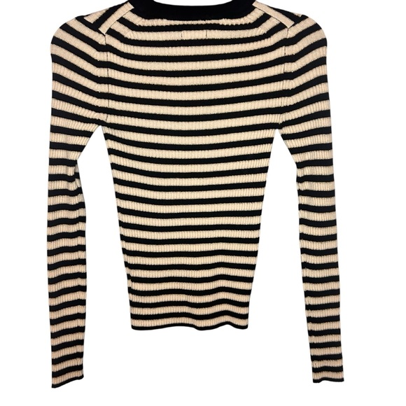 GAP Brooklyn Rib Striped Sweater XS Black Cream Fitted - Picture 5 of 10